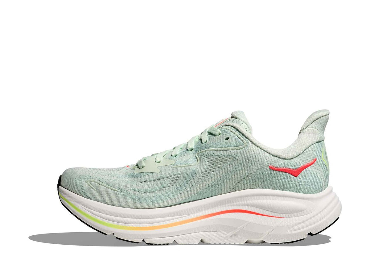 HOKA Clifton 10 - Women's - Sea Glass / Neon Flame