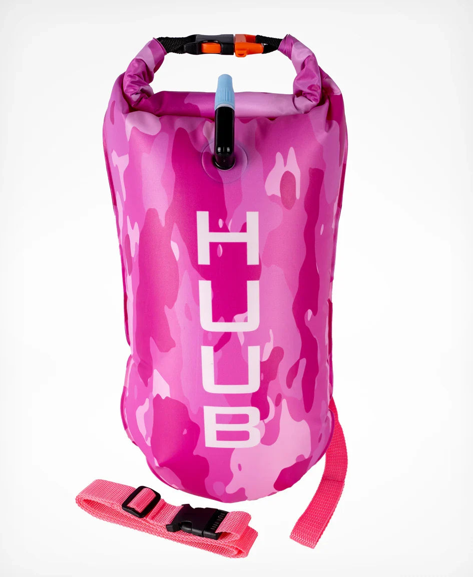 HUUB swim tow float in pink camo