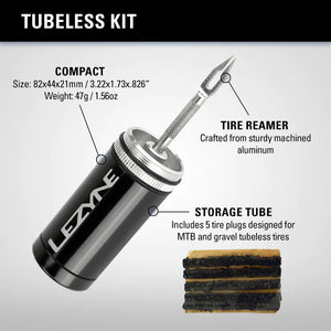 Lezyne Tubeless Kit Alloy Holder Inc 5 Plugs & Tools