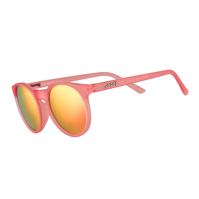 goodr Influencers Pay Double Circle G sunglasses, pink frame with pink mirrored polarised lenses